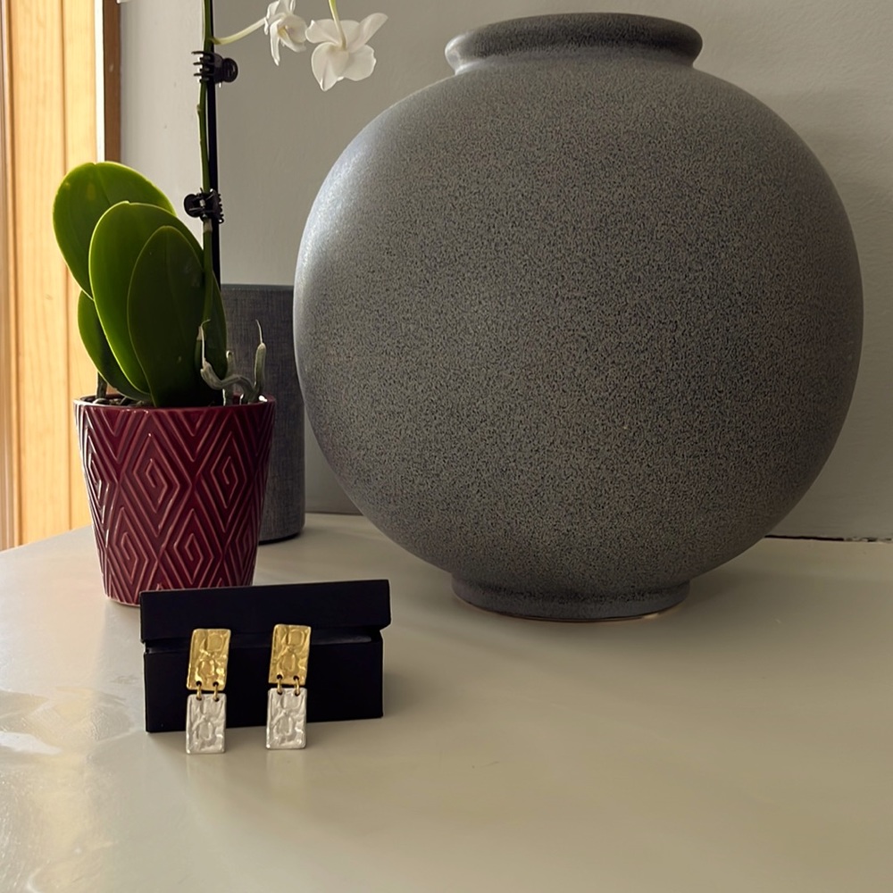 Karine Sulton Silver and Gold Pierced Earrings